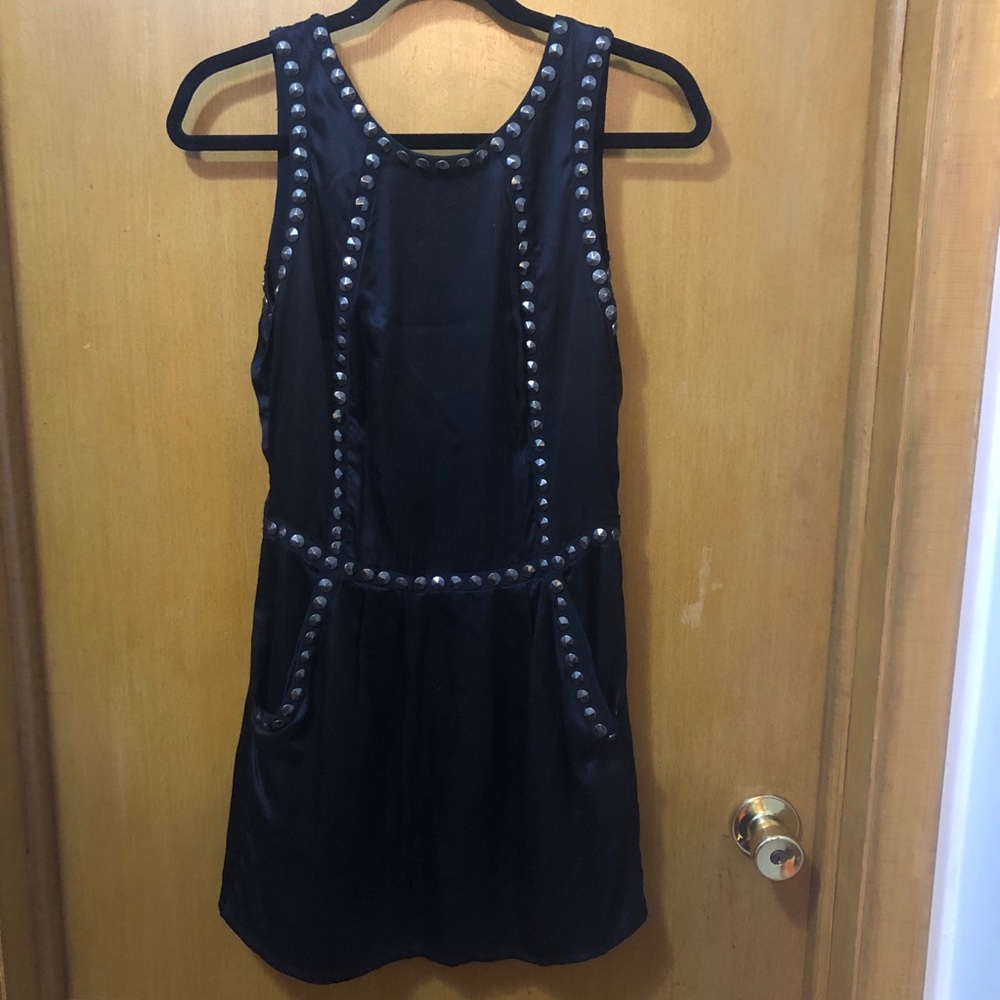 Black silk studded dress